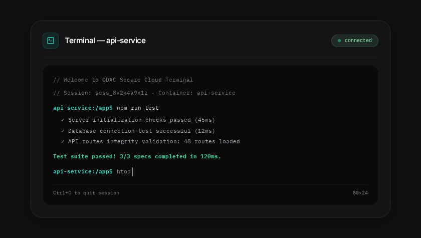 ODAC Interactive Cloud Terminal