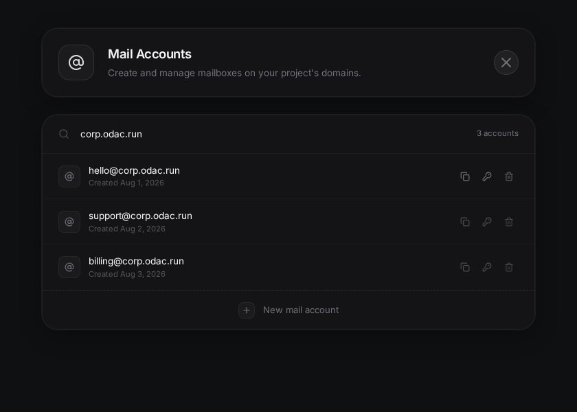 Mail Accounts List