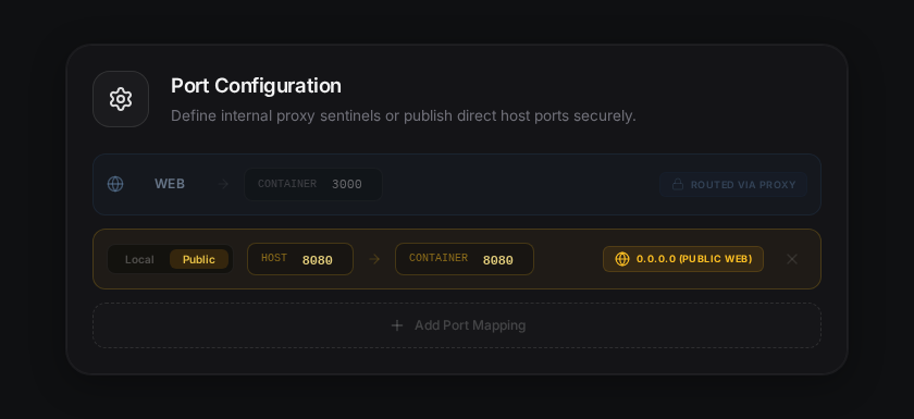 Step 3: Explicitly enabling Public exposure on host port