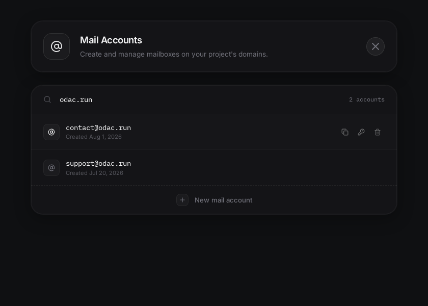 Mail Accounts List